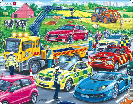 Rescue Vehicles Tray Puzzle for kids by Larsen Puzzles
