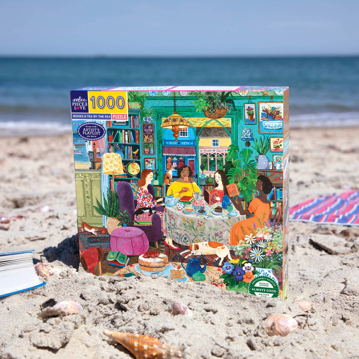 Books & Tea By the Sea 1000 Piece Jigsaw Puzzle | eeBoo