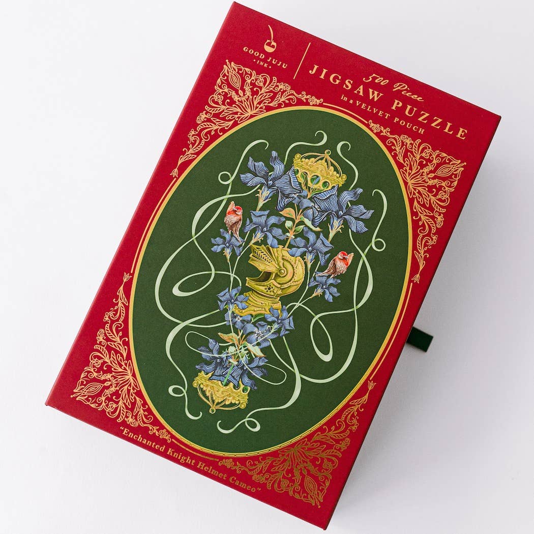 Enchanted Knight Helmet Cameo 500 Piece Jigsaw Puzzle | Good Juju Ink