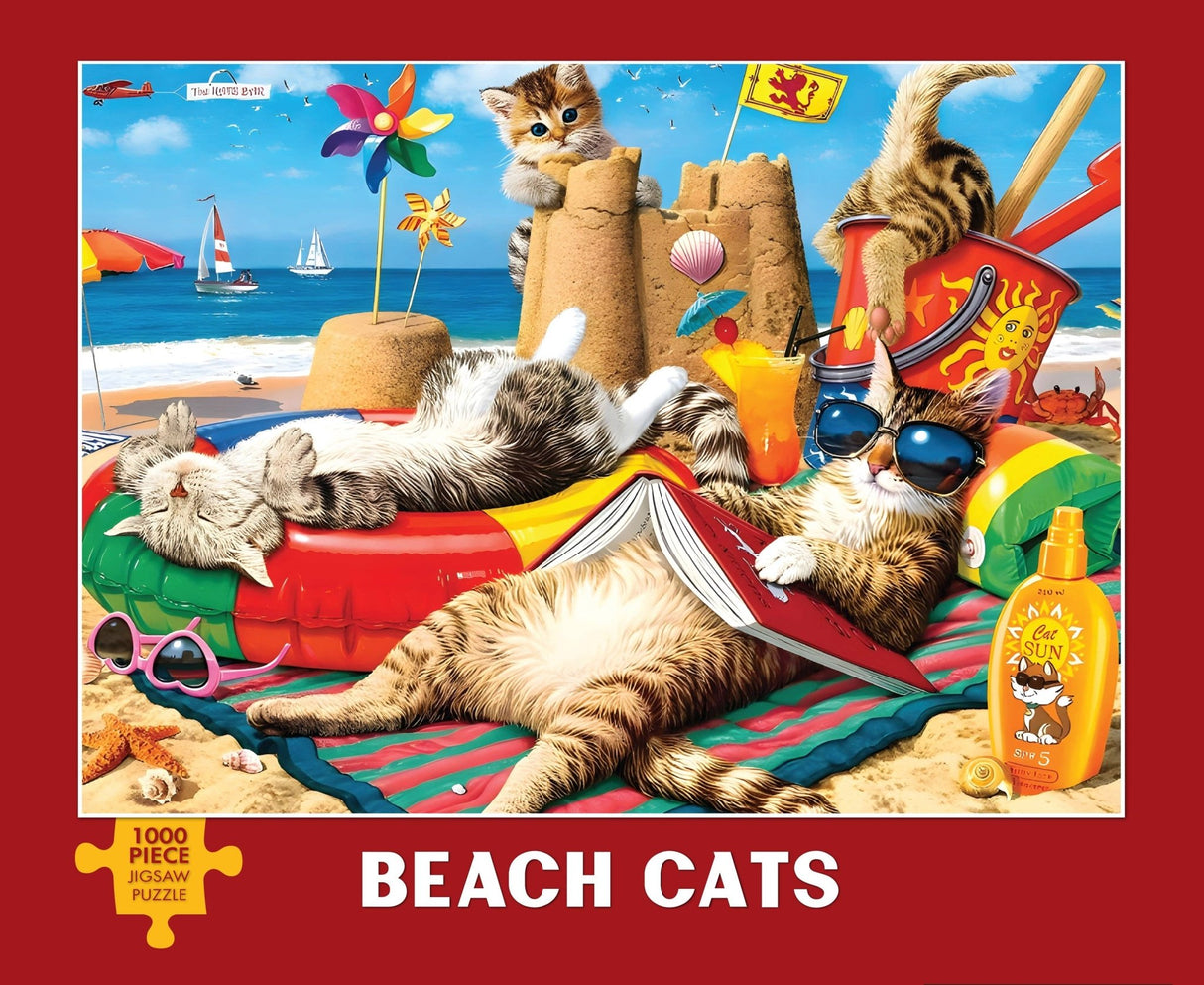 Beach Cats 1000 - Piece Jigsaw Puzzle by Willow Creek Press - Willow Creek Press & Gifts - Jigsaw Puzzles - The Puzzle Center -