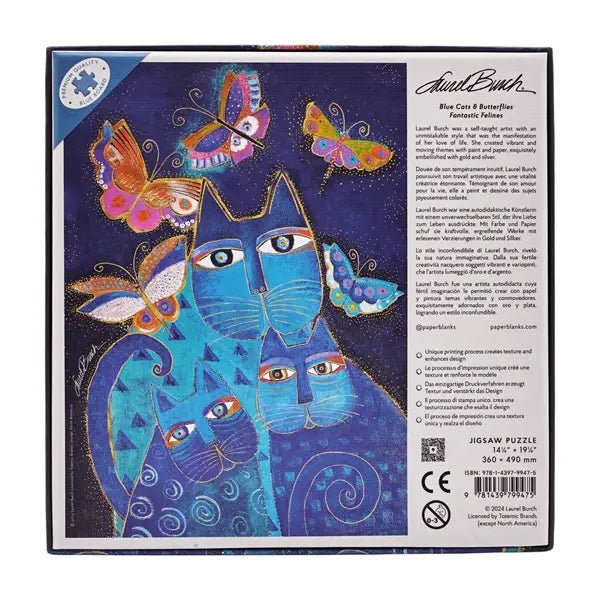 Blue Cats & Butterflies 500 Piece Jigsaw Puzzle Paperblanks - Paperblanks - Jigsaw Puzzles - The Puzzle Center
