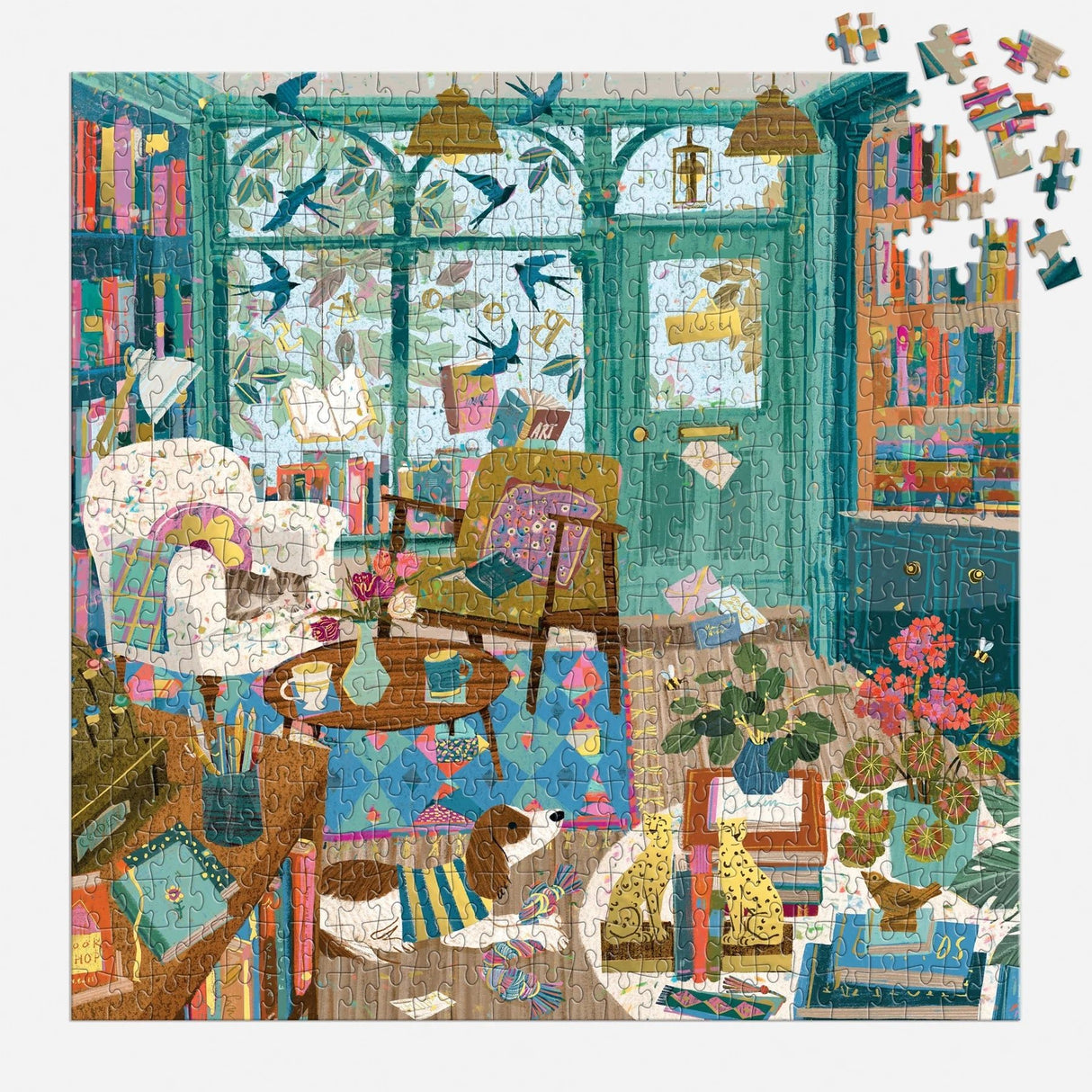 Bookshop Afternoon 500 Piece Foil Jigsaw Puzzle | Galison - Jigsaw Puzzles - The Puzzle Center