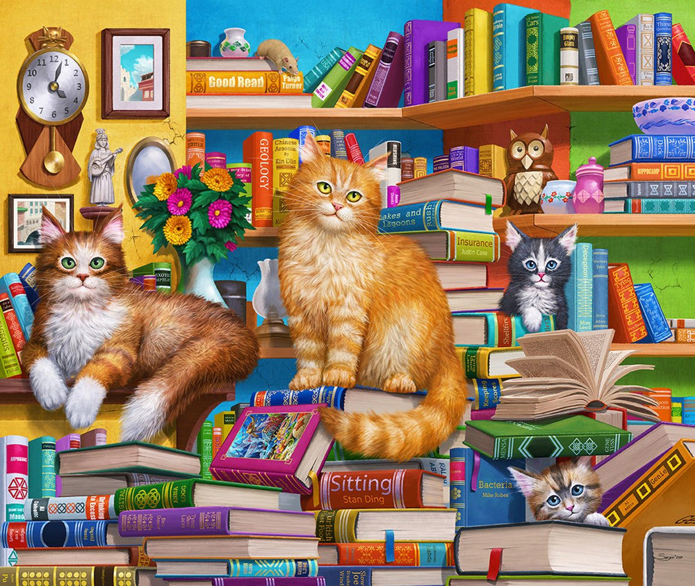 Bookshop Cats 1000 Piece Jigsaw Puzzle by Springbok Puzzles - Springbok Puzzles - Jigsaw Puzzles - The Puzzle Center -