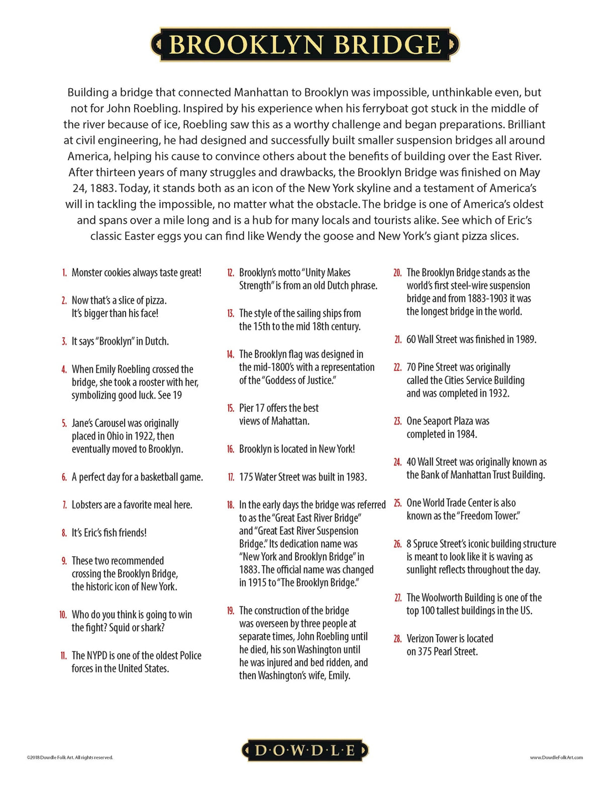 Brooklyn Bridge 1000 Piece Jigsaw Puzzle | Dowdle Puzzles - Jigsaw Puzzles - The Puzzle Center