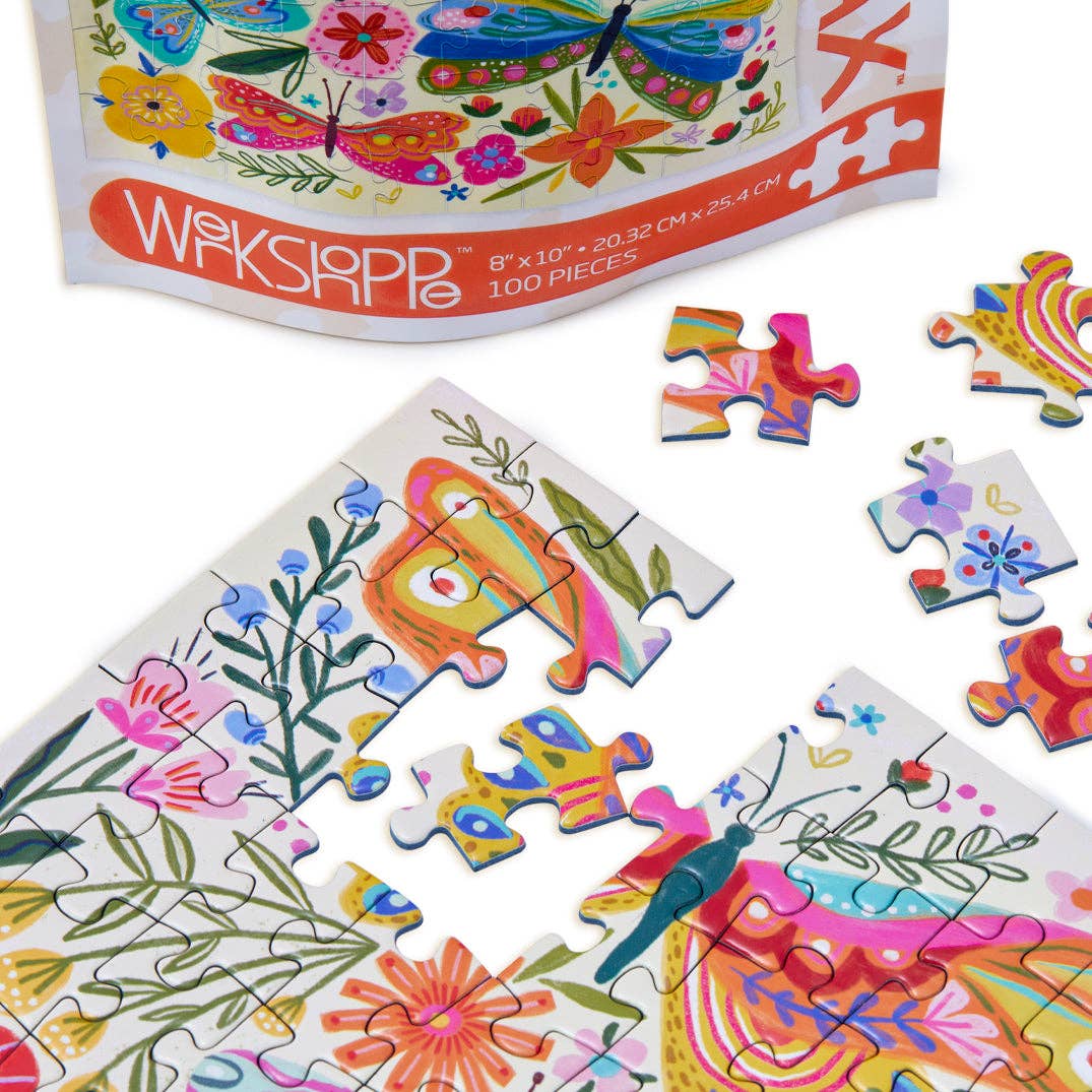 Butterfly Floral 100 Piece Mini Puzzle Snax | WerkShoppe - Mini Jigsaw Puzzles - The Puzzle Center