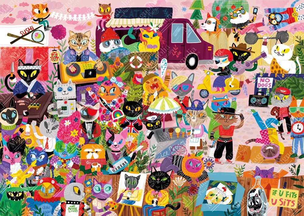 Cat Crowd 1000 Piece Jigsaw Puzzle by Magnolia - Magnolia - Jigsaw Puzzles - The Puzzle Center -