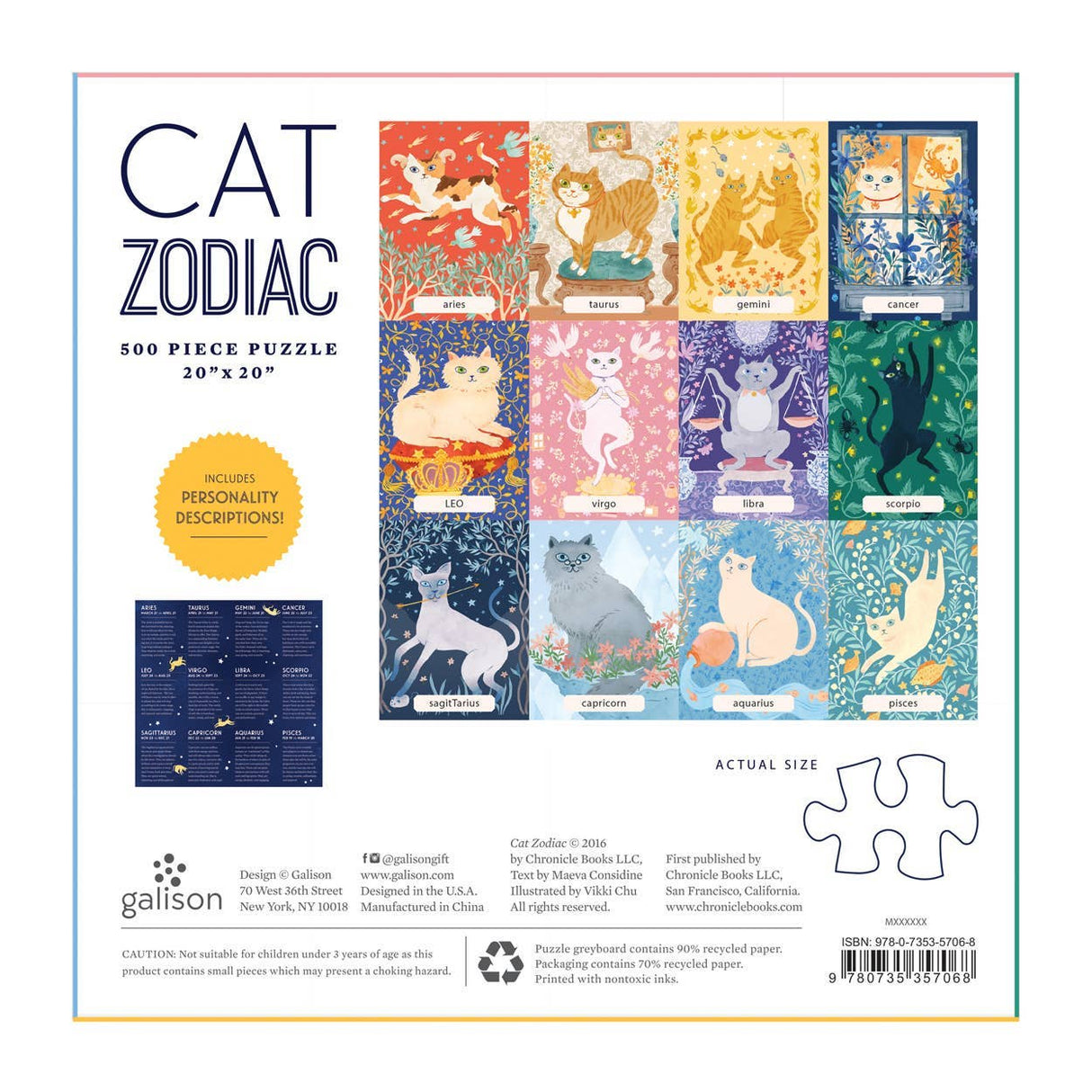 Cat Zodiac 500 Piece Puzzle by Galison - Galison - Jigsaw Puzzles - The Puzzle Center -