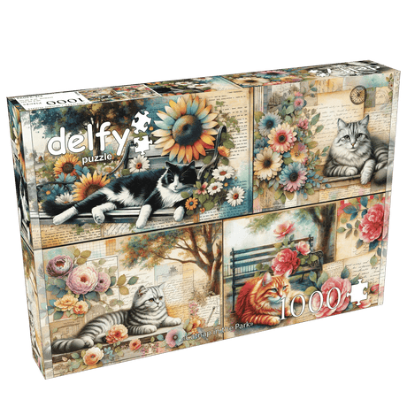 Catnap In The Park 1000 Piece Jigsaw Puzzle | Delfy Puzzles - Jigsaw Puzzles - The Puzzle Center