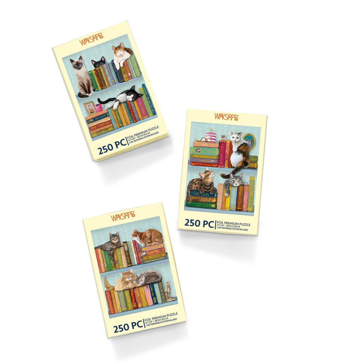 Cats on Books 250 Piece Jigsaw Puzzle Set | WerkShoppe - Jigsaw Puzzle - The Puzzle Center