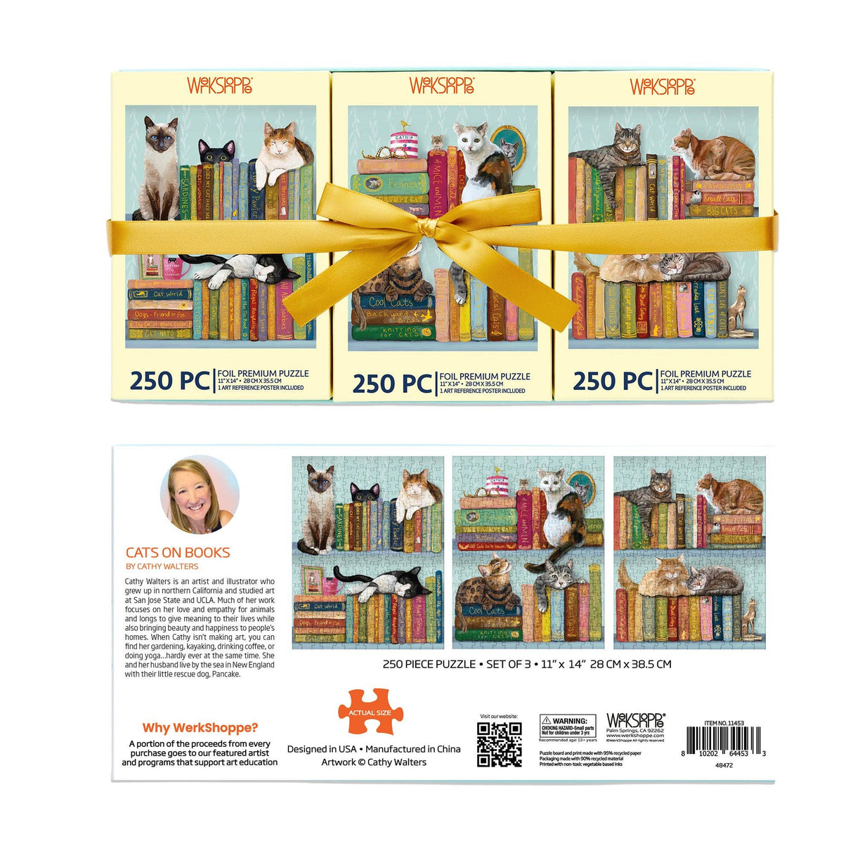 Cats on Books 250 Piece Jigsaw Puzzle Set | WerkShoppe - Jigsaw Puzzle - The Puzzle Center