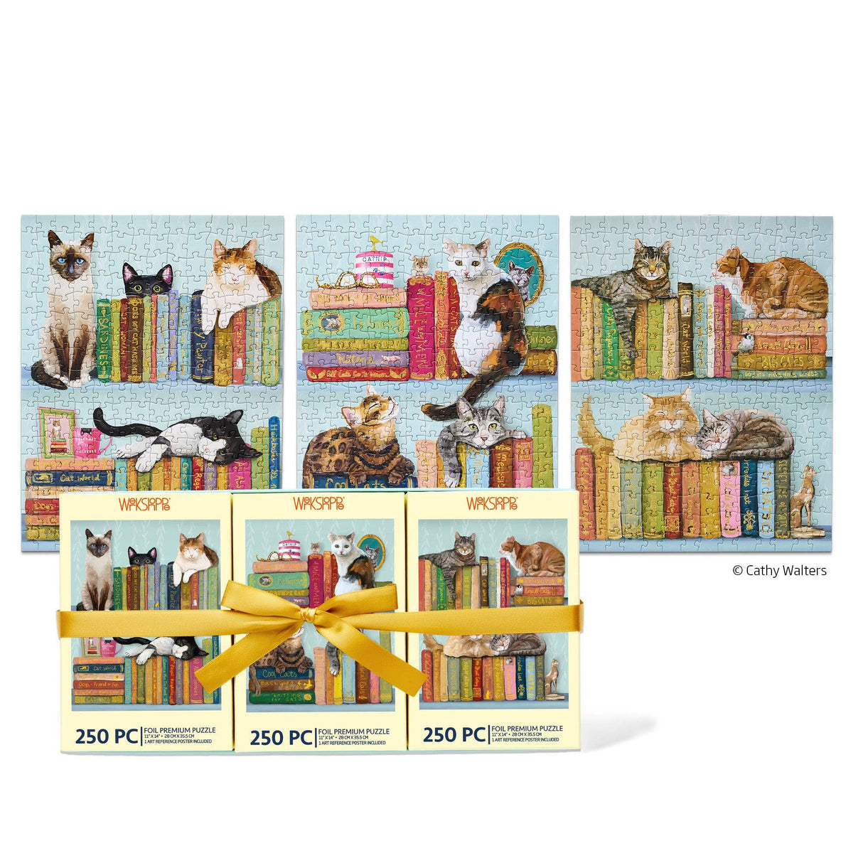 Cats on Books 250 Piece Jigsaw Puzzle Set | WerkShoppe - Jigsaw Puzzle - The Puzzle Center