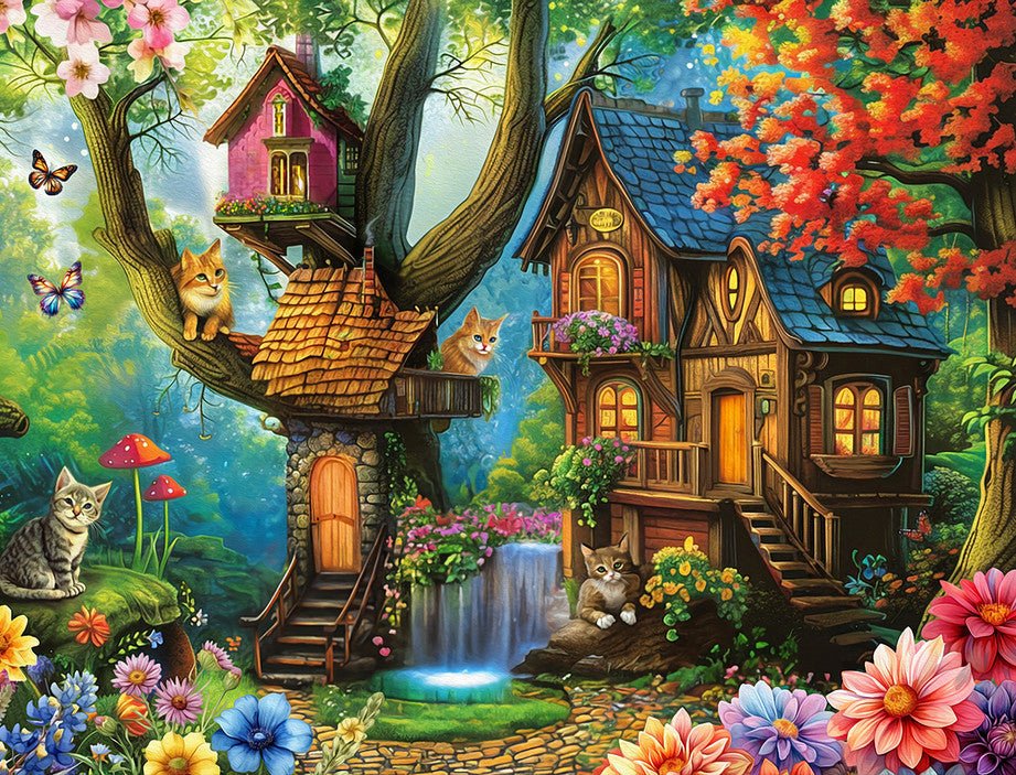 Cats Treehouse 500 Piece Jigsaw Puzzle by Springbok Puzzles - Springbok Puzzles - Jigsaw Puzzles - The Puzzle Center