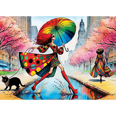 Catwalk Couture - Purrfect Rainy Runway 1000 Piece Jigsaw Puzzle by Masterpieces - Masterpieces Puzzles - Jigsaw Puzzles - The Puzzle Center