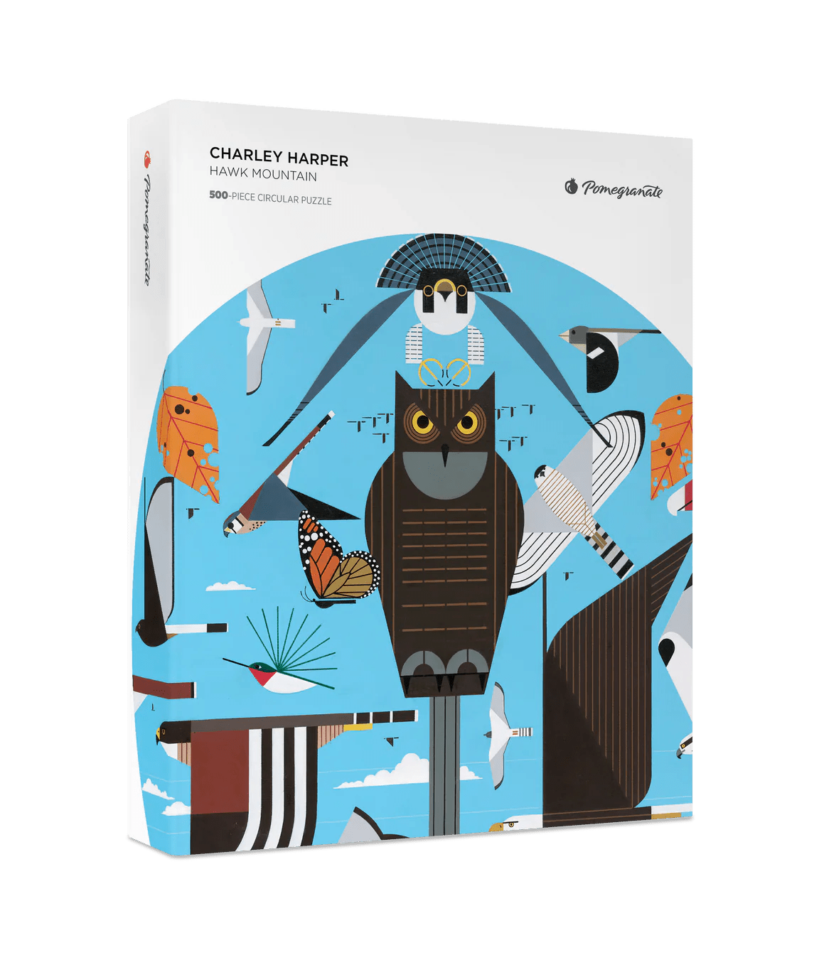 Charley Harper: Hawk Mountain 500 - Piece Circular Jigsaw Puzzle by Pomegranate - Pomegranate - Jigsaw Puzzles - The Puzzle Center -
