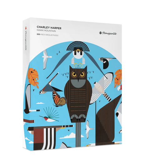 Charley Harper: Hawk Mountain 500 - Piece Circular Jigsaw Puzzle by Pomegranate - Pomegranate - Jigsaw Puzzles - The Puzzle Center -