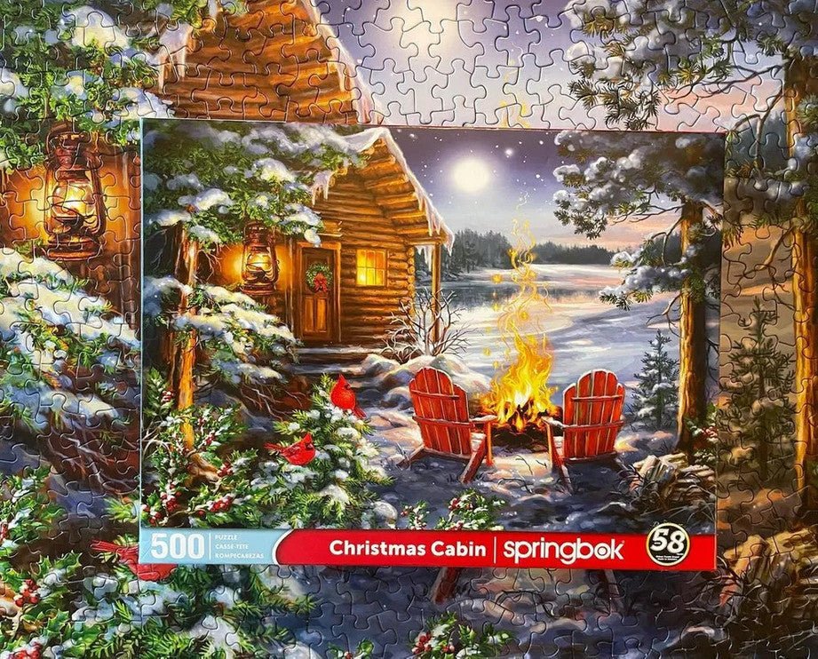 Christmas Cabin 500 Piece Jigsaw Puzzle by Springbok Puzzles - Springbok Puzzles - Jigsaw Puzzles - The Puzzle Center -