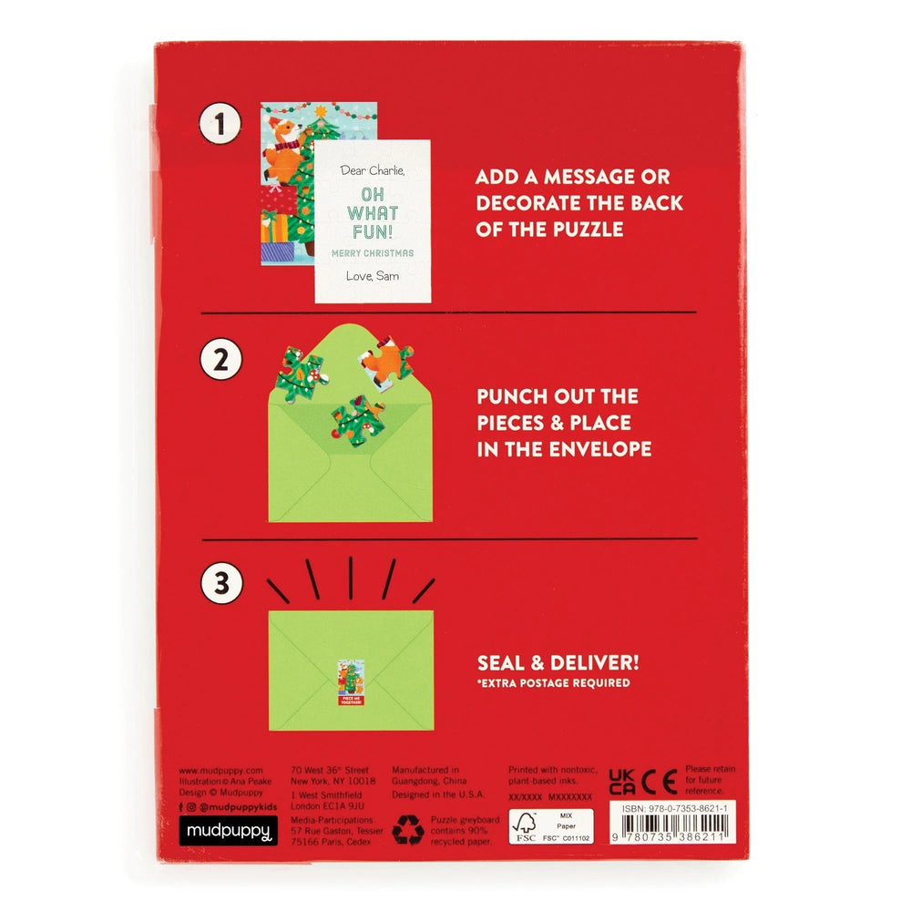 Christmas Critters 60 Piece Greeting Card Puzzle | Mudpuppy - Greeting Card Puzzle - The Puzzle Center