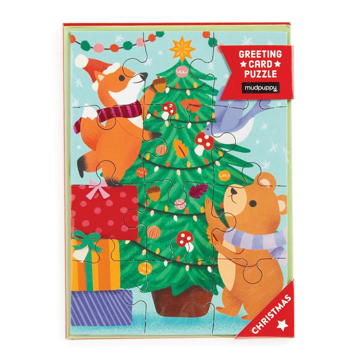 Christmas Critters 60 Piece Greeting Card Puzzle | Mudpuppy - Greeting Card Puzzle - The Puzzle Center