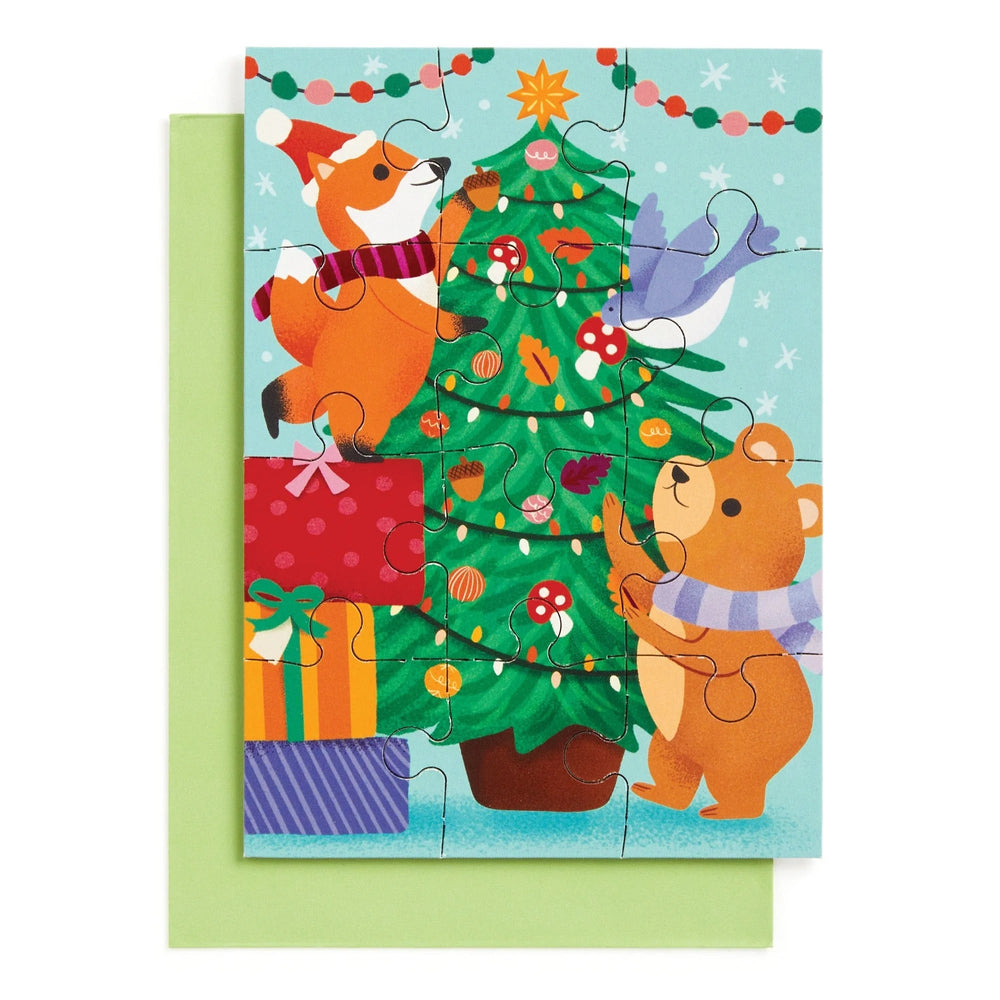 Christmas Critters 60 Piece Greeting Card Puzzle | Mudpuppy - Greeting Card Puzzle - The Puzzle Center