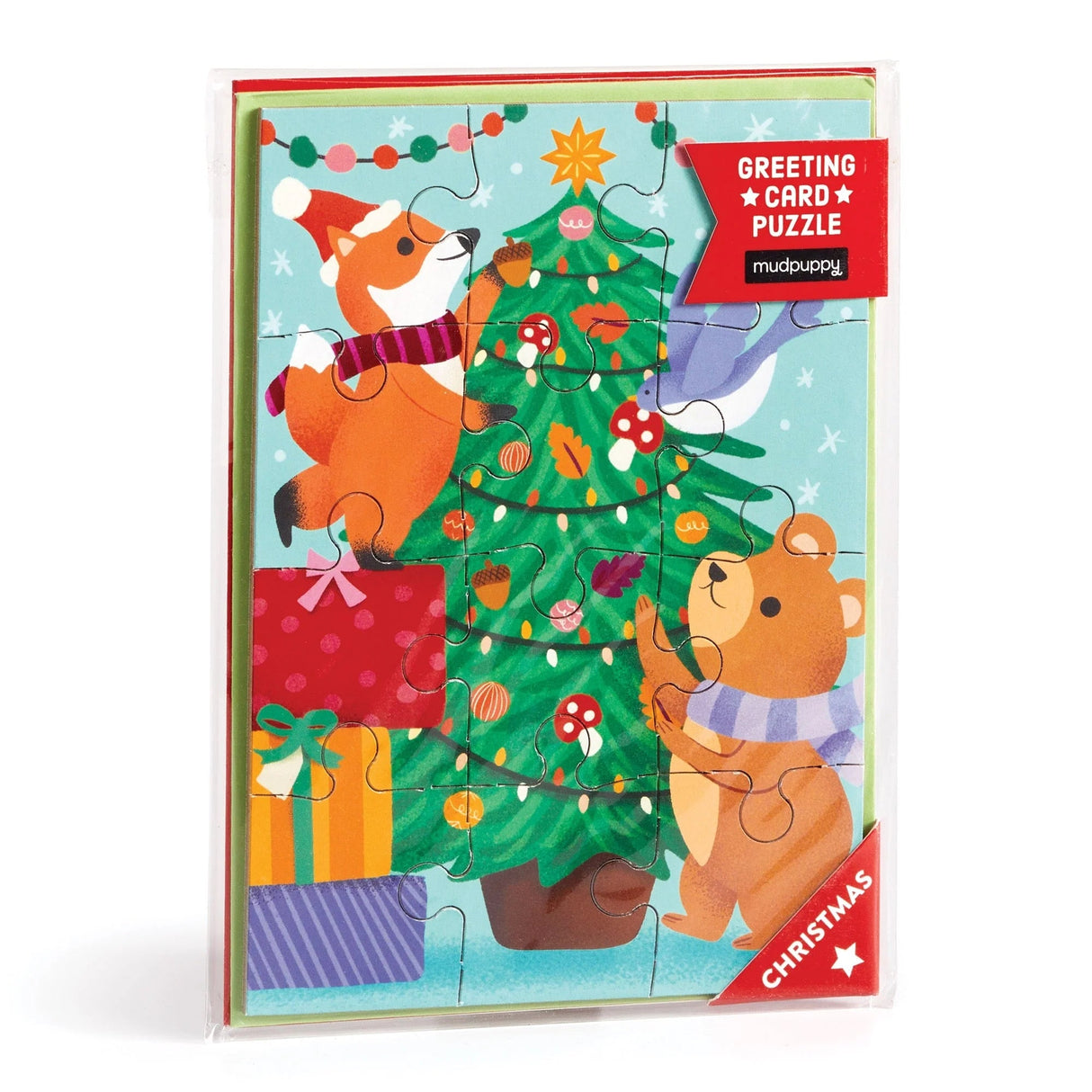 Christmas Critters 60 Piece Greeting Card Puzzle | Mudpuppy - Greeting Card Puzzle - The Puzzle Center