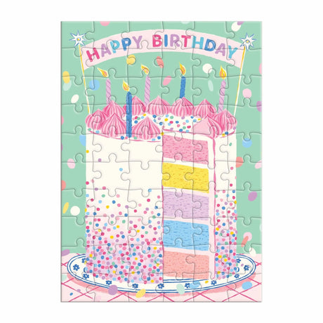Confetti Birthday Cake 60 Piece Greeting Card Puzzle | Galison - Greeting Card Puzzle - The Puzzle Center