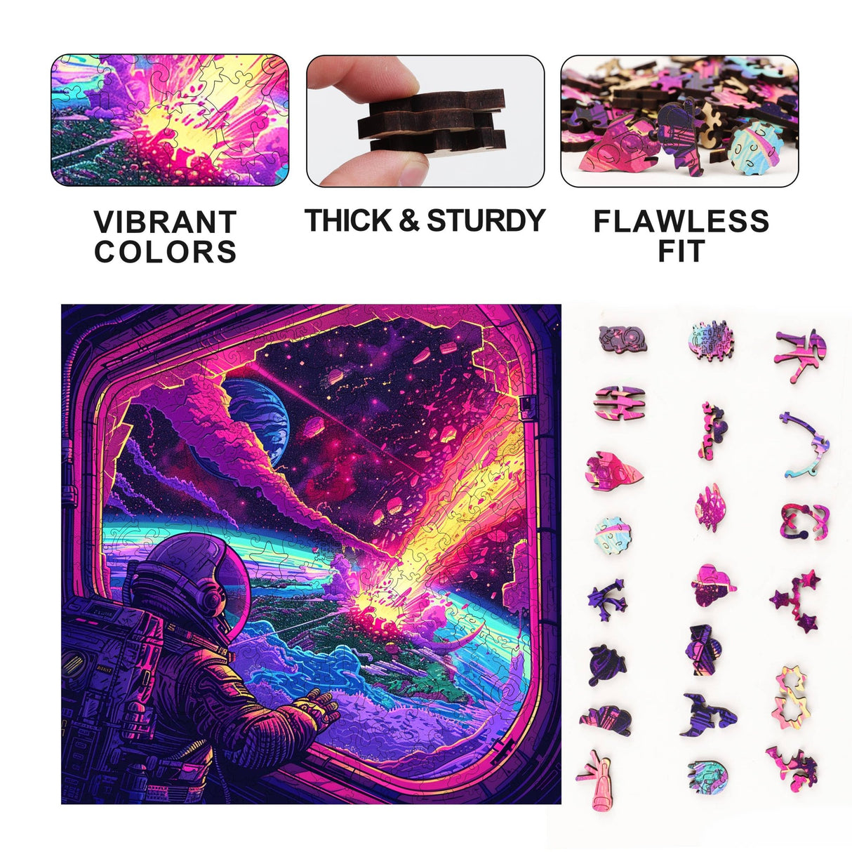 Cosmic Collision 300 Piece Wooden Jigsaw Puzzle | Trippy Puzzle Co - Jigsaw Puzzles - The Puzzle Center