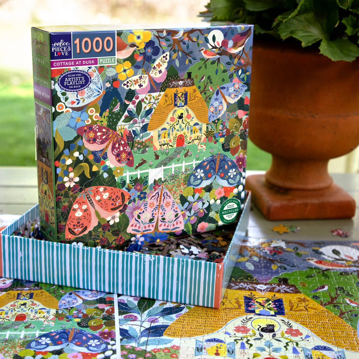 Cottage at Dusk 1000 Piece Jigsaw Puzzle | eeBoo - Jigsaw Puzzles - The Puzzle Center