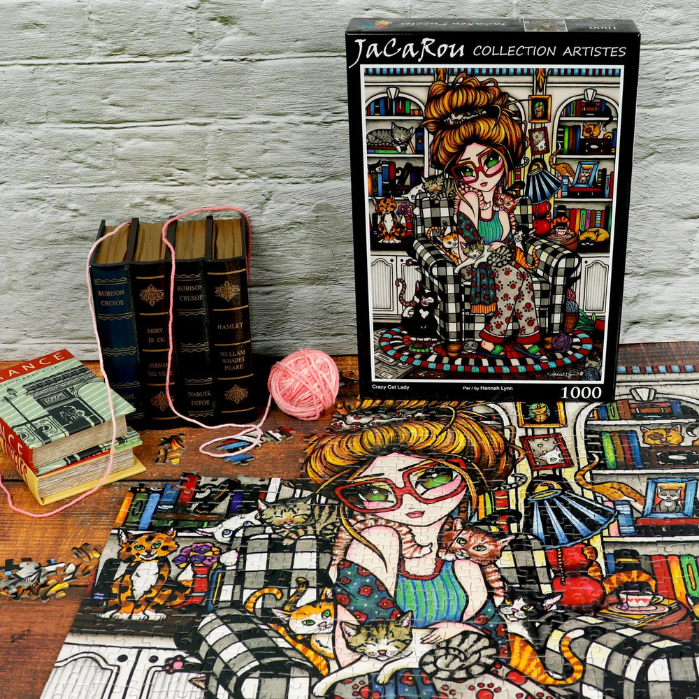 Crazy Cat Lady 1000 Piece Jigsaw Puzzle by JaCaRou Puzzles - JaCaRou Puzzles Inc. - Jigsaw Puzzles - The Puzzle Center -