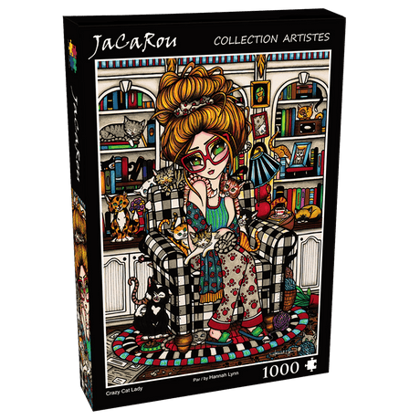 Crazy Cat Lady 1000 Piece Jigsaw Puzzle by JaCaRou Puzzles - JaCaRou Puzzles Inc. - Jigsaw Puzzles - The Puzzle Center -