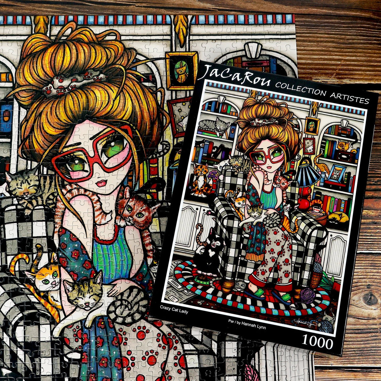 Crazy Cat Lady 1000 Piece Jigsaw Puzzle by JaCaRou Puzzles - JaCaRou Puzzles Inc. - Jigsaw Puzzles - The Puzzle Center -
