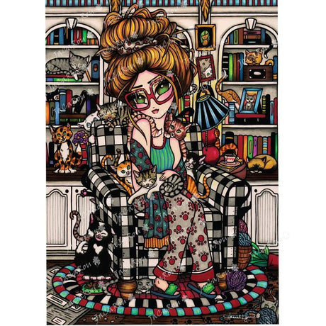 Crazy Cat Lady 1000 Piece Jigsaw Puzzle by JaCaRou Puzzles - JaCaRou Puzzles Inc. - Jigsaw Puzzles - The Puzzle Center -
