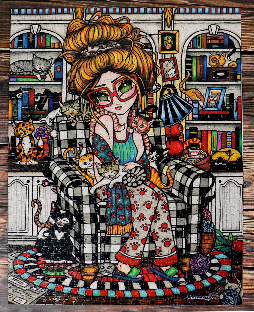 Crazy Cat Lady 1000 Piece Jigsaw Puzzle by JaCaRou Puzzles - JaCaRou Puzzles Inc. - Jigsaw Puzzles - The Puzzle Center -