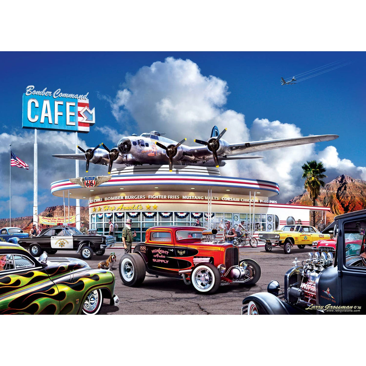 Cruisin' Route 66 Bomber Command Cafe 1000 Piece Puzzle | Masterpieces - Masterpieces Puzzles - Jigsaw Puzzles - The Puzzle Center