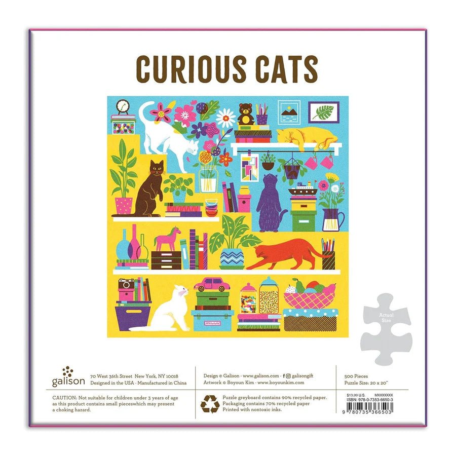 Curious Cats 500 Piece Jigsaw Puzzle by Galison - Galison - Jigsaw Puzzles - The Puzzle Center