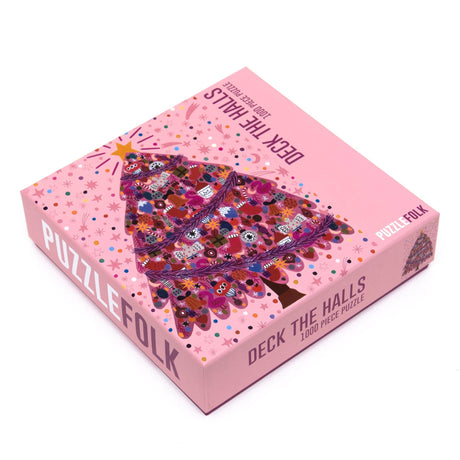 Deck the Halls 1000 Piece Puzzle by Puzzlefolk | Festive Pink Christmas Tree - Puzzlefolk - Jigsaw Puzzles - The Puzzle Center -