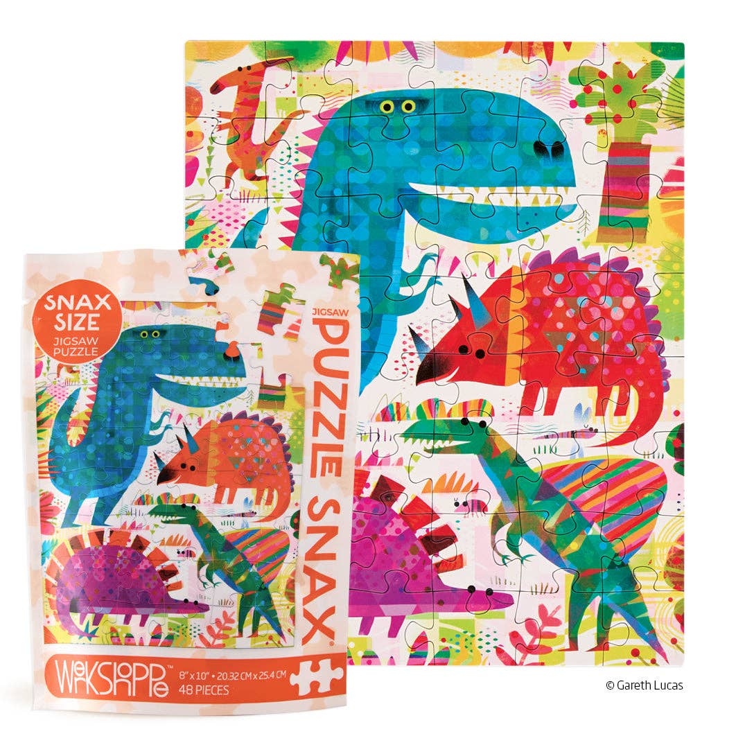 Dinosaur Day 48 Piece Mini Puzzle Snax | WerkShoppe - Mini Jigsaw Puzzles - The Puzzle Center