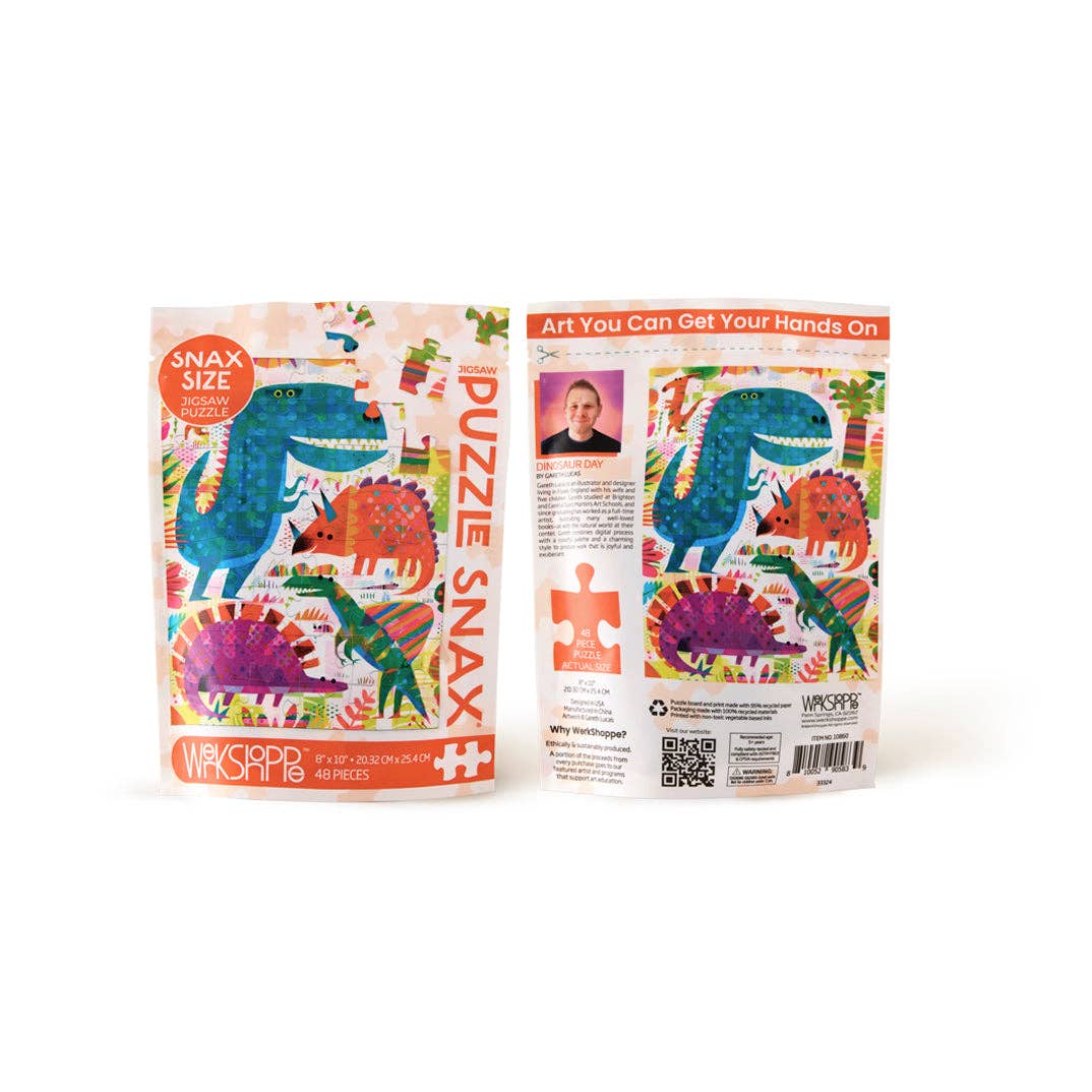 Dinosaur Day 48 Piece Mini Puzzle Snax | WerkShoppe - Mini Jigsaw Puzzles - The Puzzle Center