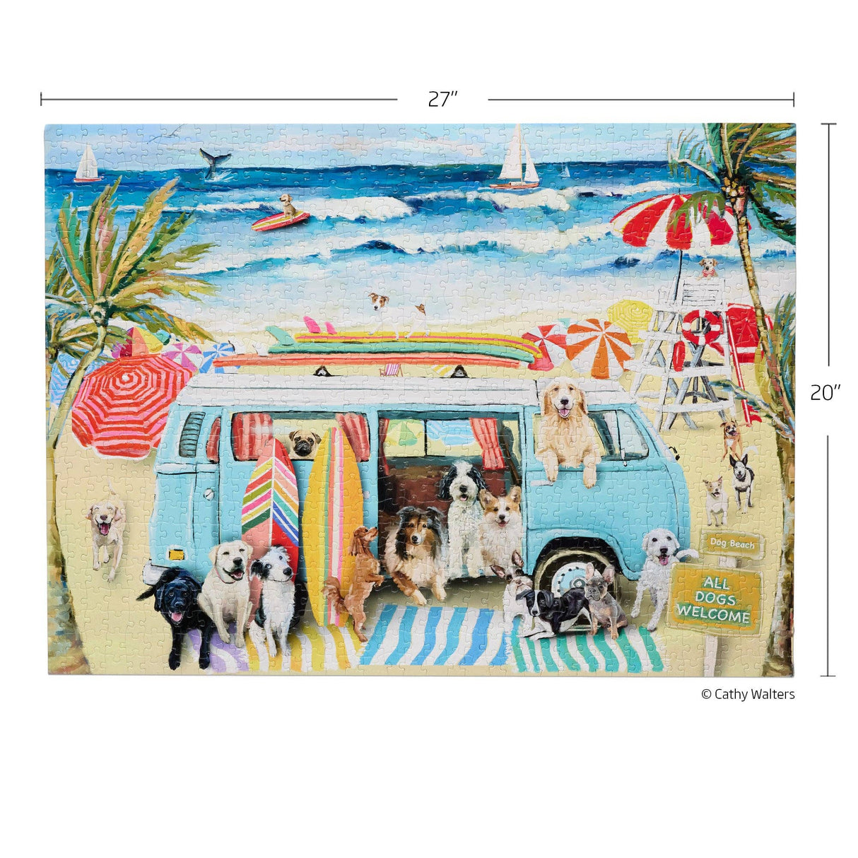 Doggie Surf School 1000 Piece Jigsaw Puzzle | WerkShoppe - Jigsaw Puzzle - The Puzzle Center