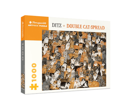 Double Cat - Spread 1000 - Piece Jigsaw Puzzle by Pomegranate - Ditz Art - Pomegranate - Jigsaw Puzzles - The Puzzle Center -