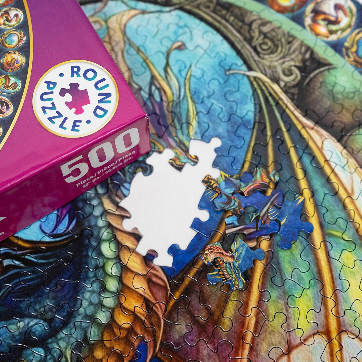 Dragon Heart 500 Piece Round Jigsaw Puzzle by Springbok Puzzles - Springbok Puzzles - Jigsaw Puzzles - The Puzzle Center -