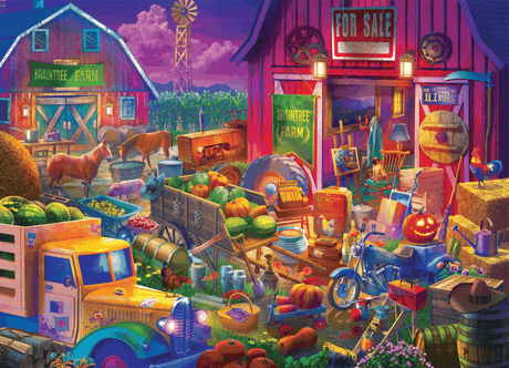 Dusky Barn Quilts 1000 Piece Jigsaw Puzzle by Brain Tree Games - Brain Tree Games LLC - Jigsaw Puzzles - The Puzzle Center -