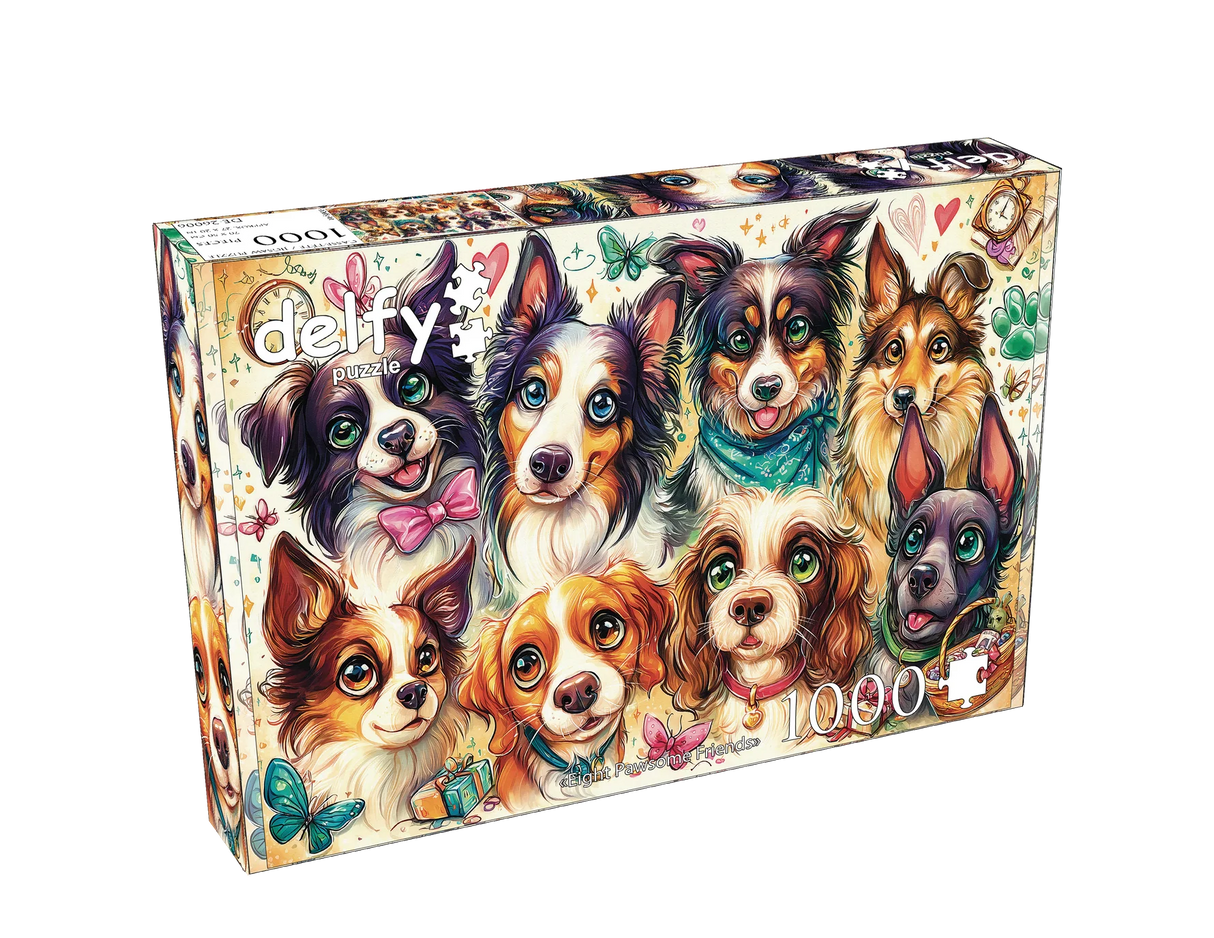 Eight Pawesome Friends 1000 Piece Jigsaw Puzzle | Delfy Puzzles - Jigsaw Puzzles - The Puzzle Center
