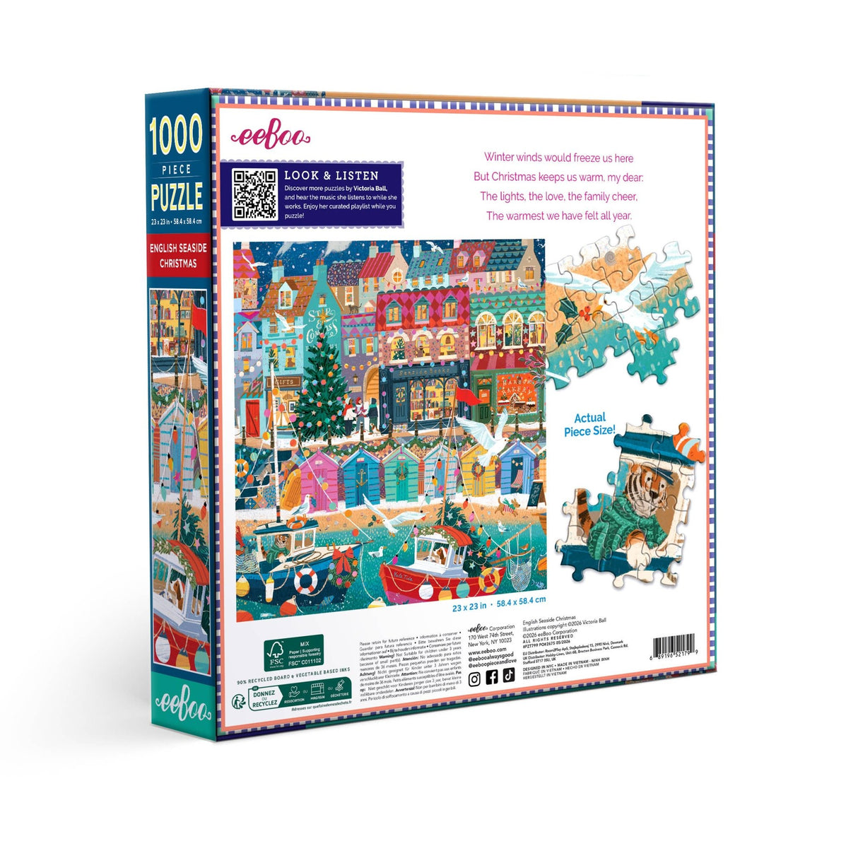 English Seaside Christmas 1000 Piece Jigsaw Puzzle | eeBoo - Jigsaw Puzzles - The Puzzle Center