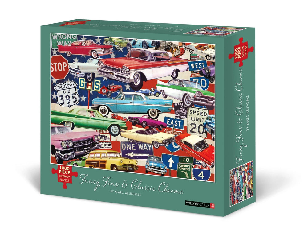 Fancy Fins and Classic Chrome 1000 Piece Puzzle by Willow Creek Press - Willow Creek Press & Gifts - Jigsaw Puzzles - The Puzzle Center -