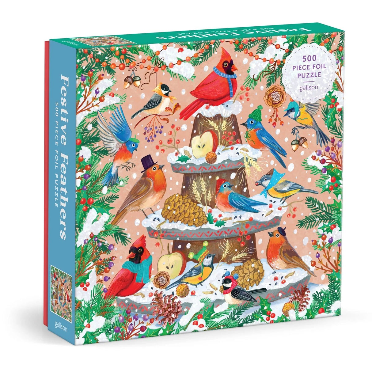 Festive Feathers 500 Piece Foil Jigsaw Puzzle | Galison - Jigsaw Puzzles - The Puzzle Center