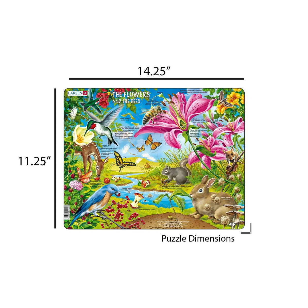 Flowers and Bees 55 Piece Children's Educational Jigsaw Puzzle by Larsen Puzzles - Buzzing with Learning Fun - Larsen - Jigsaw Puzzles - The Puzzle Center -