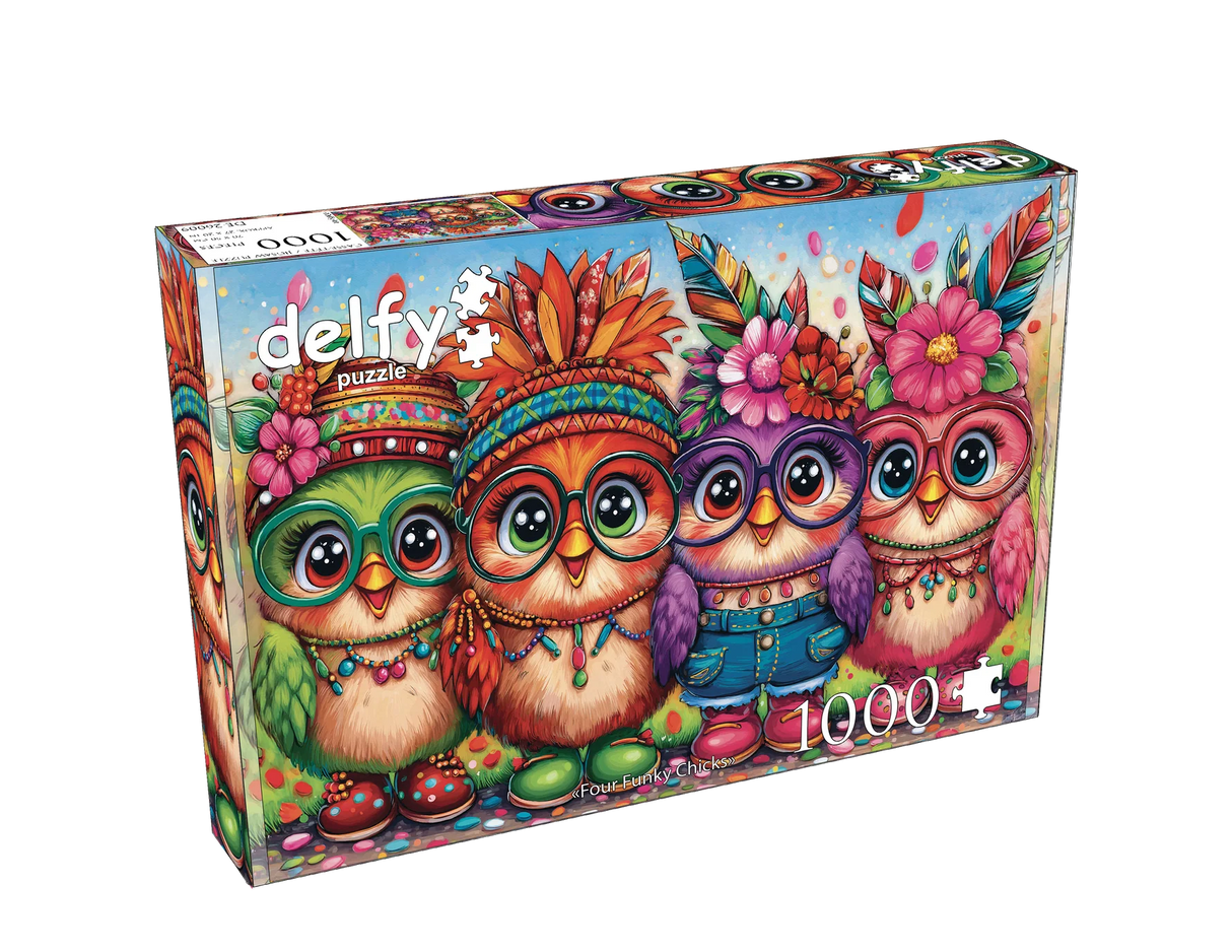 Four Funky Chicks 1000 Piece Jigsaw Puzzle | Delfy Puzzles - Jigsaw Puzzles - The Puzzle Center