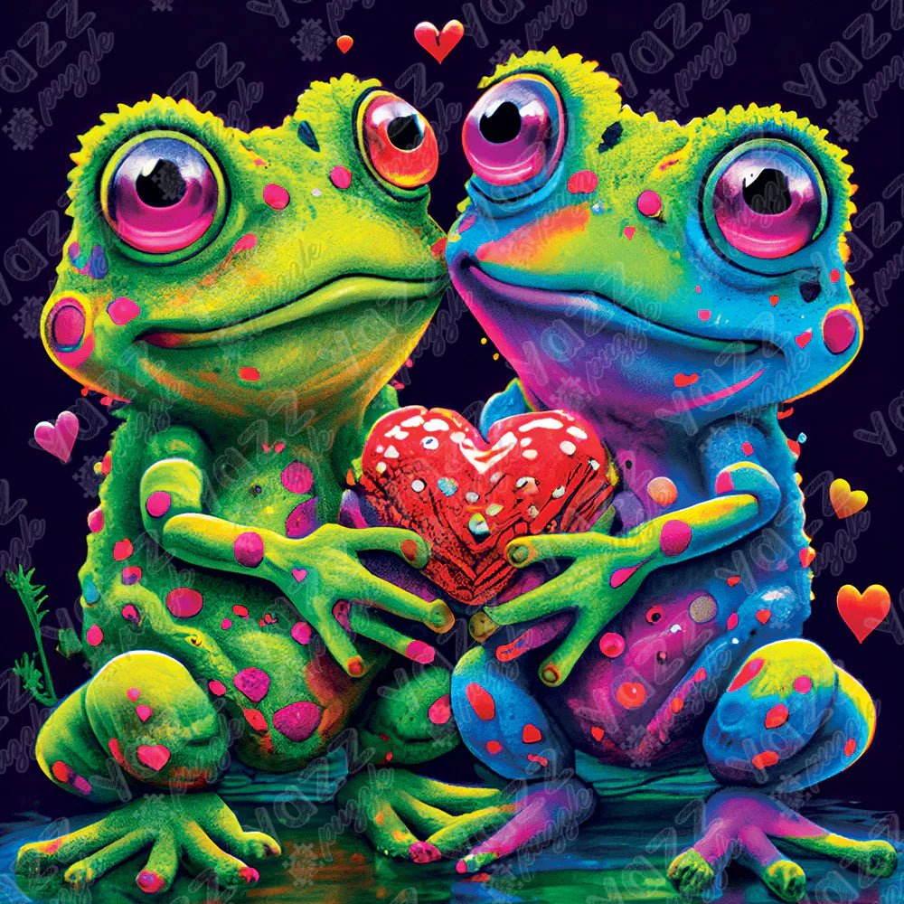 Frogs in Love 1000 Piece Jigsaw Puzzle by Yazz Puzzles - Yazz - Jigsaw Puzzles - The Puzzle Center -
