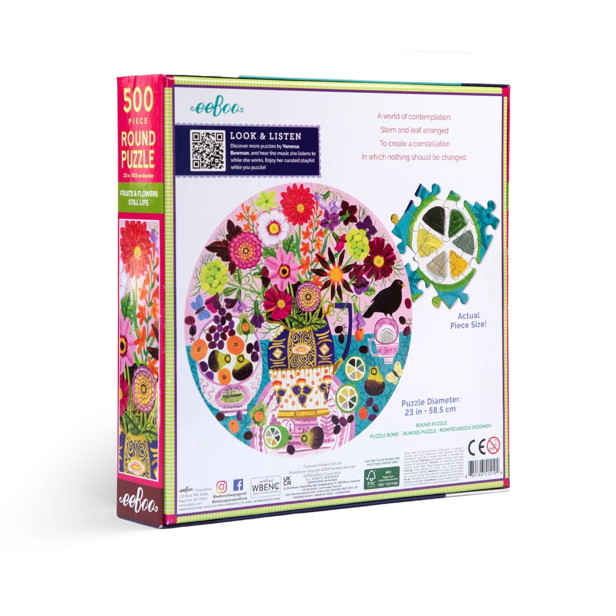 Fruits & Flowers Still Life 500 Piece Round Puzzle by eeBoo - eeBoo - Jigsaw Puzzles - The Puzzle Center -