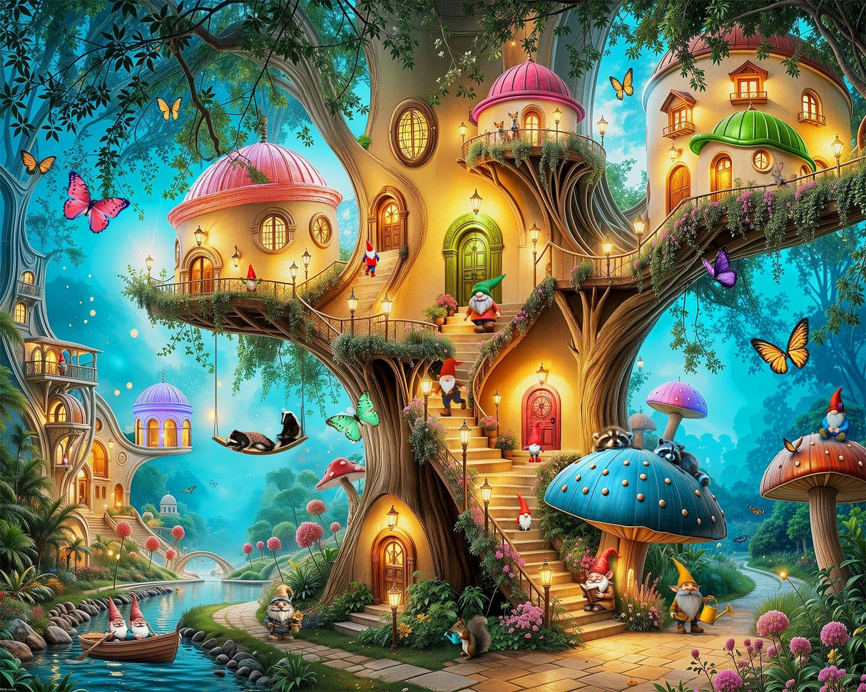 Gnome Treehouse Village 500 Piece Jigsaw Puzzle | Springbok Puzzles - Jigsaw Puzzles - The Puzzle Center